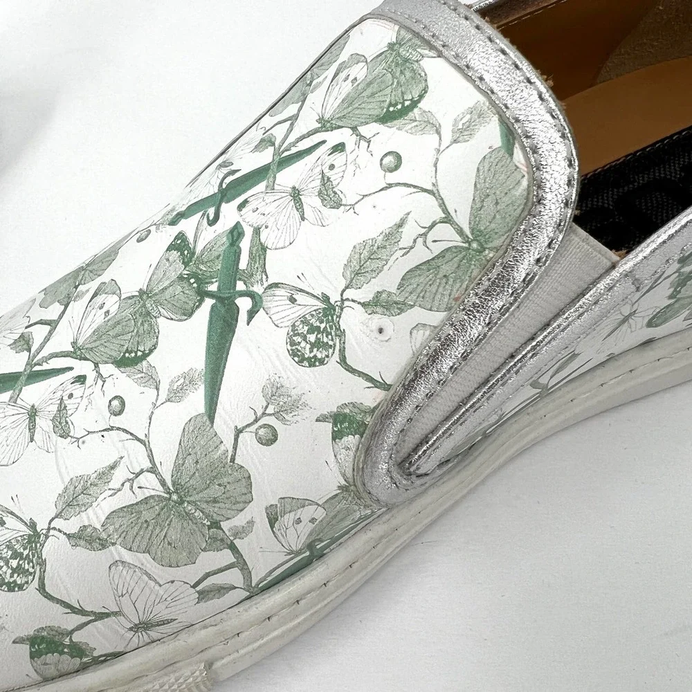 CESARE PACIOTTI 4US Shoes Women 36 White Green Butterfly Printed Slip On Sneaker - Picture 11 of 11